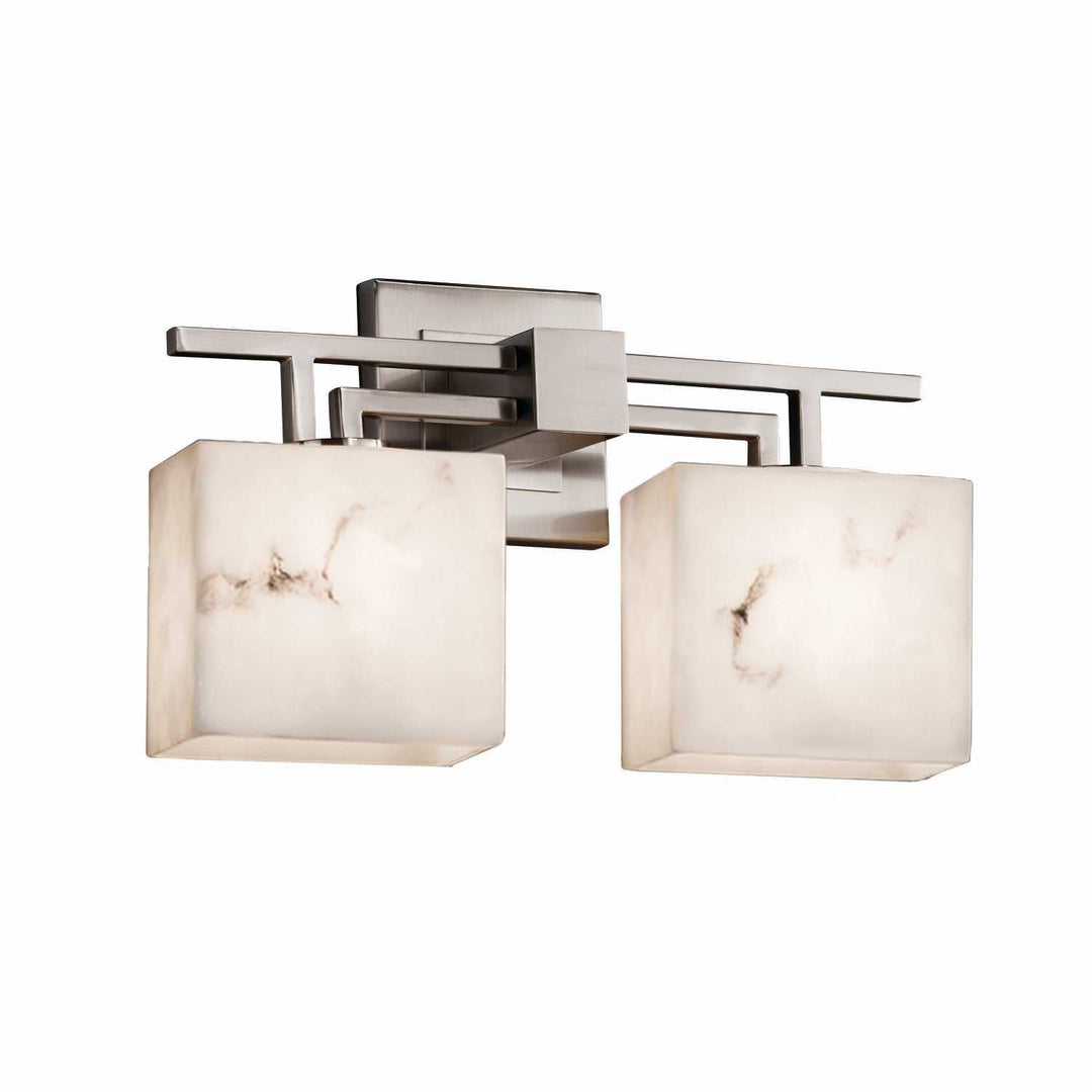 LumenAria Two Light Bath Bar in Brushed Nickel Justice Designs