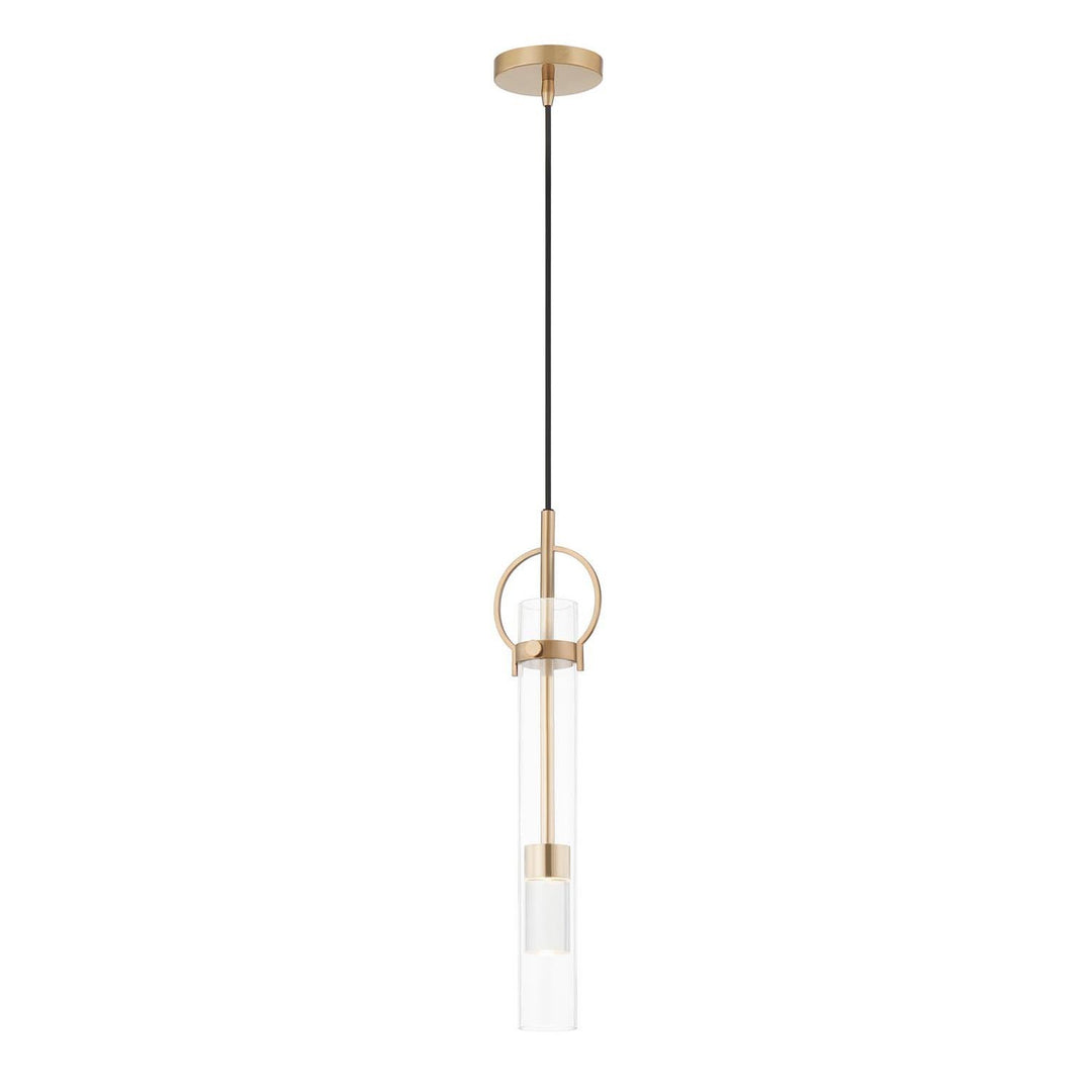 Justice Designs - FSN-4121-CLER-BRSS - LED Pendant - Textile - Brushed Brass