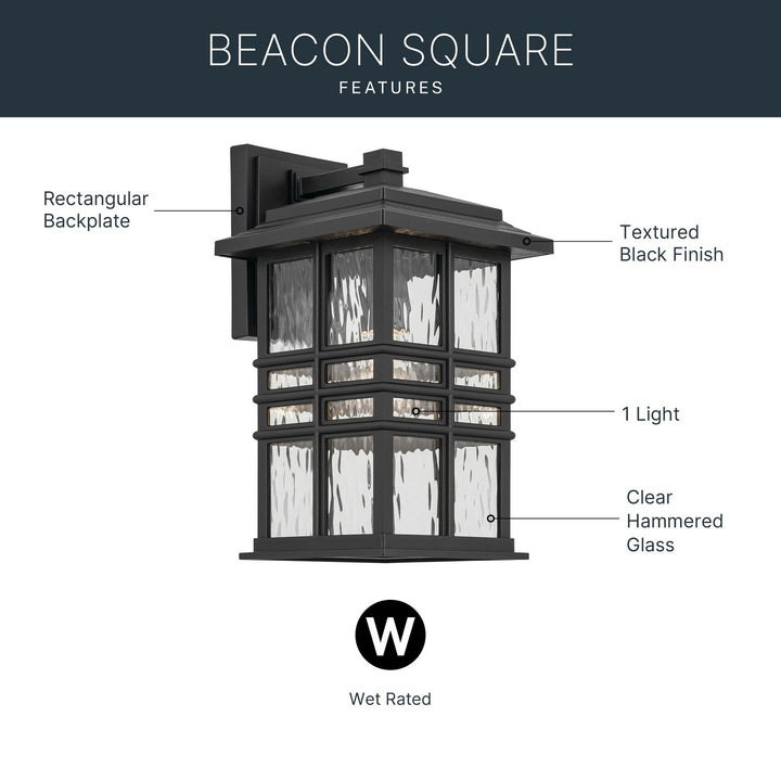 Kichler Canada - 49830BKT - One Light Outdoor Wall Mount - Beacon Square - Textured Black