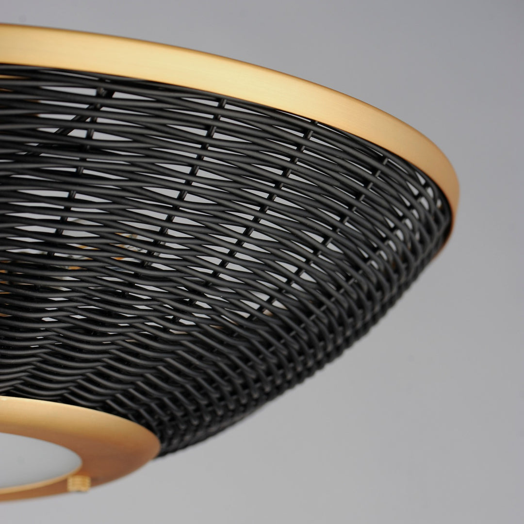 Maxim - 14460BRNAB - Three Light Wall Sconce/Semi Flush Mount - Rattan - Natural Aged Brass