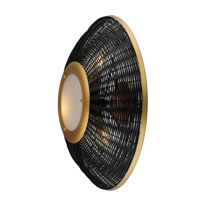 Maxim - 14460BRNAB - Three Light Wall Sconce/Semi Flush Mount - Rattan - Natural Aged Brass