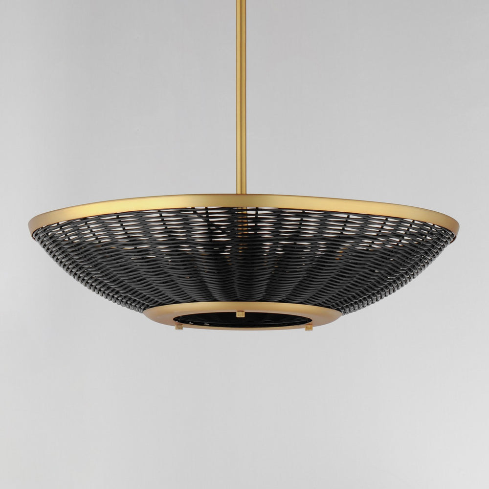 Maxim - 14462BRNAB - Three Light Pendant - Rattan - Natural Aged Brass
