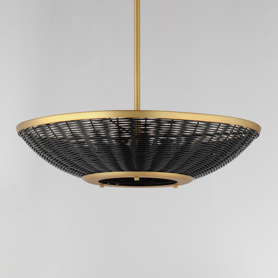 Maxim - 14462BRNAB - Three Light Pendant - Rattan - Natural Aged Brass