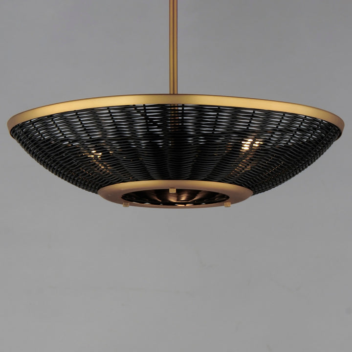 Maxim - 14462BRNAB - Three Light Pendant - Rattan - Natural Aged Brass