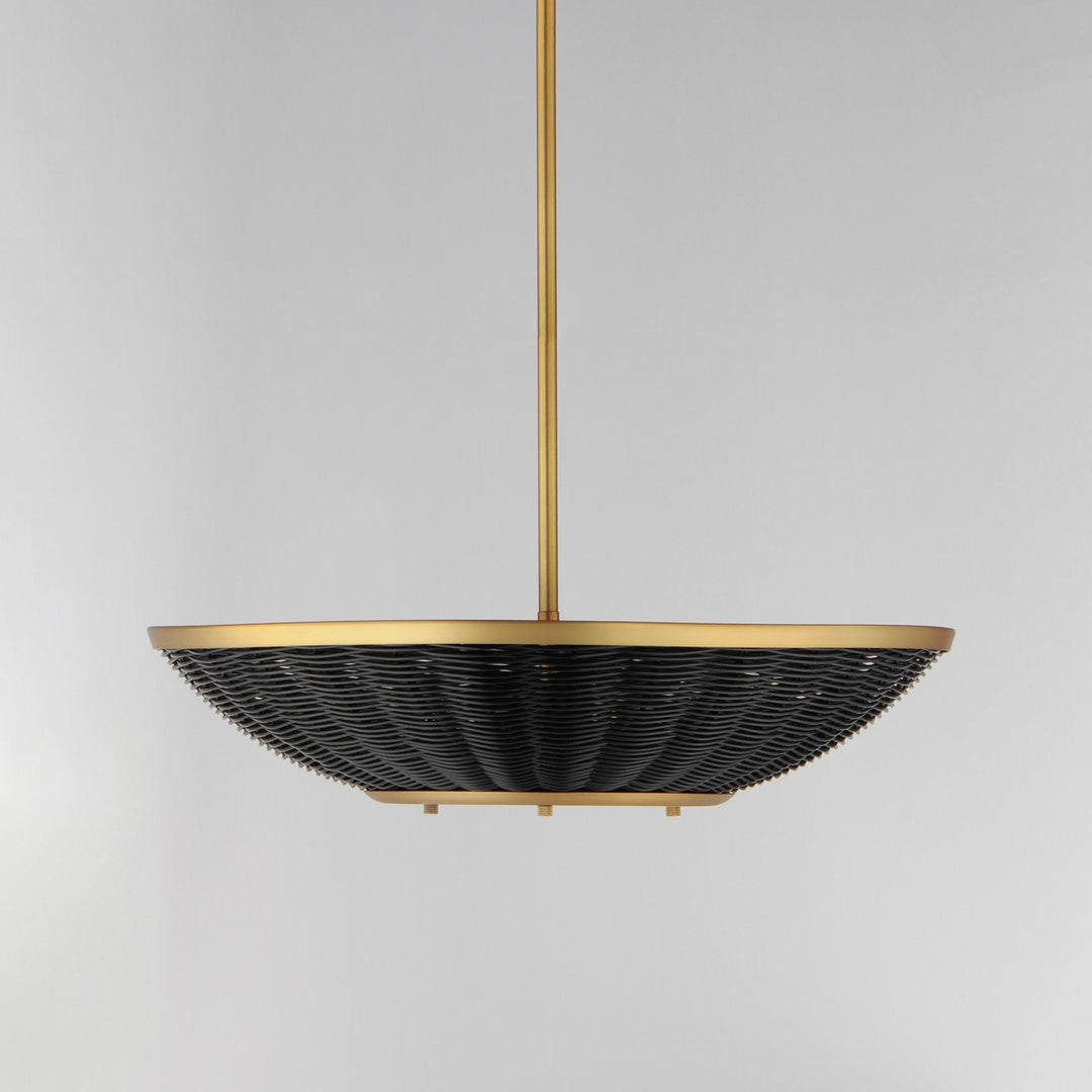 Maxim - 14462BRNAB - Three Light Pendant - Rattan - Natural Aged Brass
