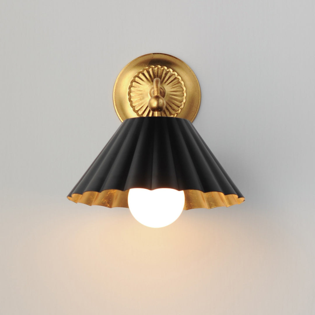 Maxim - 18051BKGL - One Light Wall Sconce - Primrose - Black / Gold Leaf