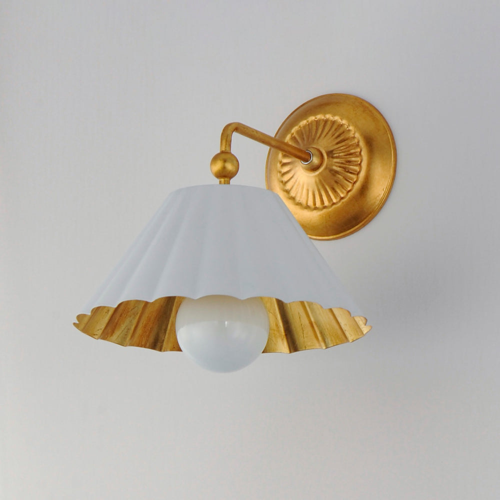 Maxim - 18051MWGL - One Light Wall Sconce - Primrose - Matte White / Gold Leaf