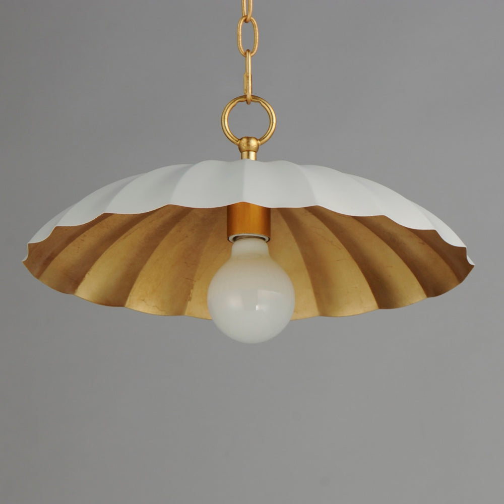 Maxim - 18055MWGL - One Light Pendant - Primrose - Matte White / Gold Leaf