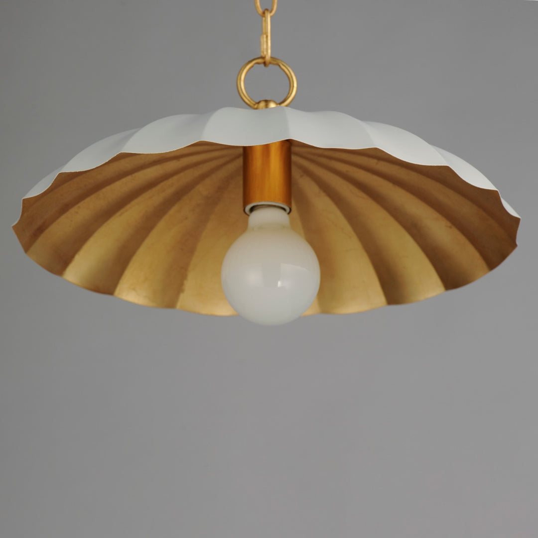 Maxim - 18055MWGL - One Light Pendant - Primrose - Matte White / Gold Leaf