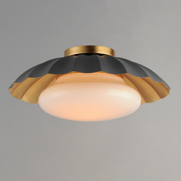 Maxim - 18059DGGL - One Light Flush Mount - Primrose - Dark Grey / Gold Leaf