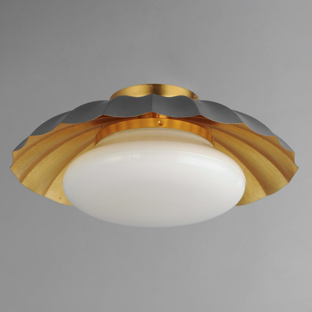 Maxim - 18059DGGL - One Light Flush Mount - Primrose - Dark Grey / Gold Leaf