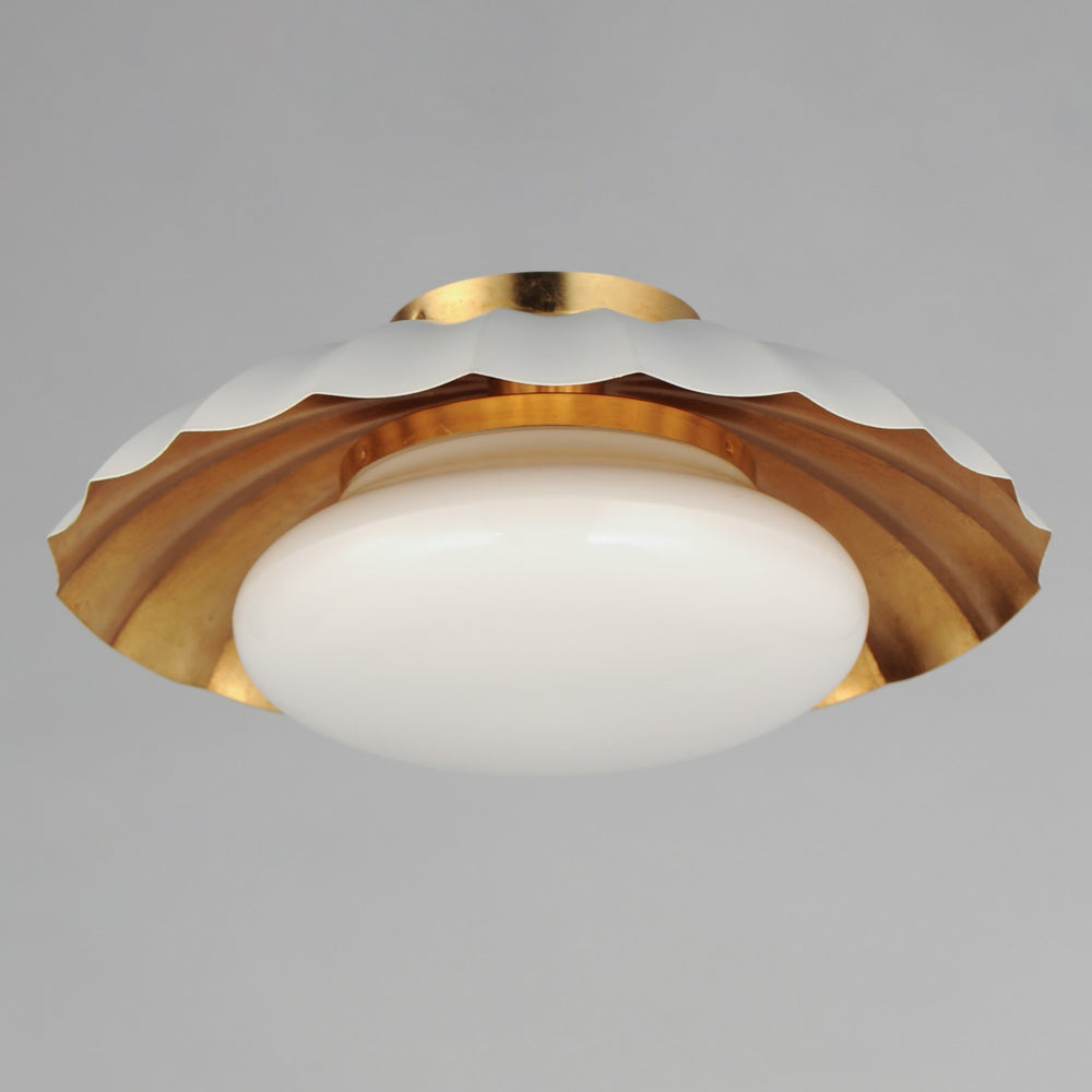 Maxim - 18059MWGL - One Light Flush Mount - Primrose - Matte White / Gold Leaf