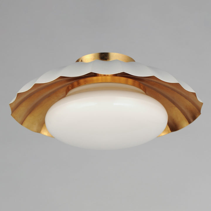 Maxim - 18059MWGL - One Light Flush Mount - Primrose - Matte White / Gold Leaf