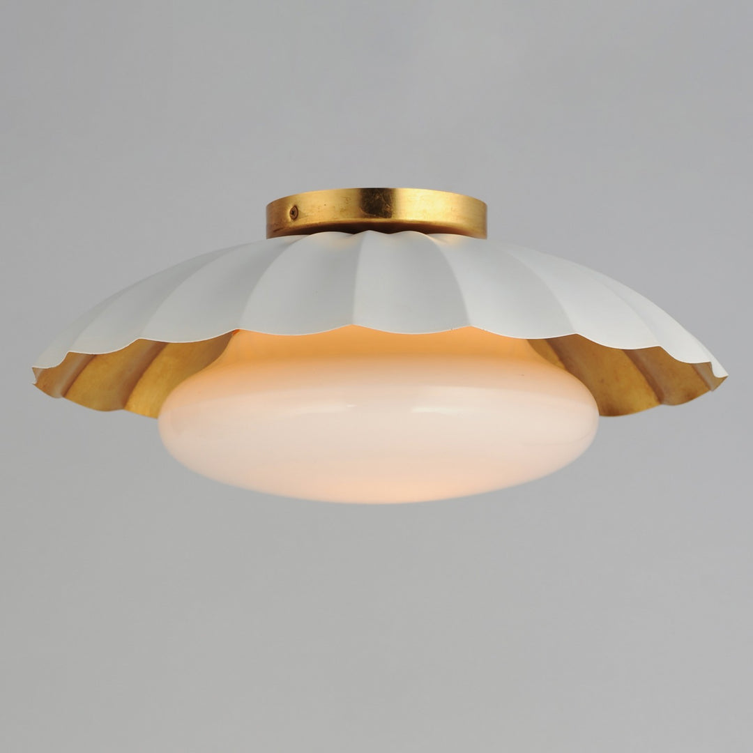 Maxim - 18059MWGL - One Light Flush Mount - Primrose - Matte White / Gold Leaf