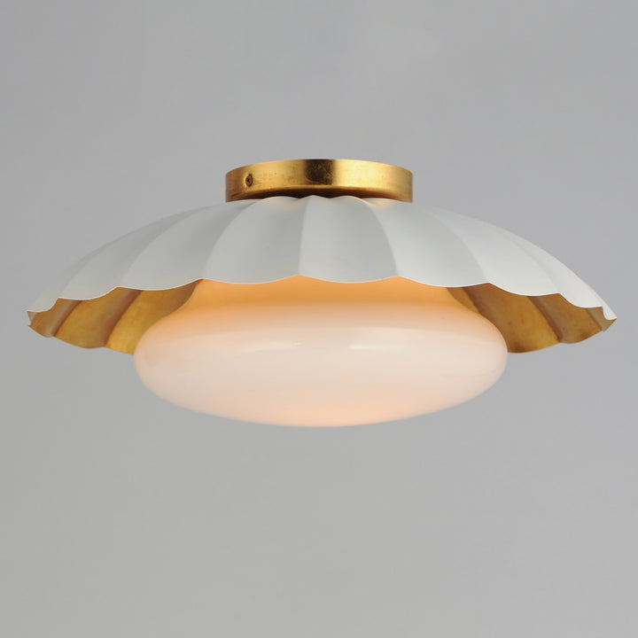Maxim - 18059MWGL - One Light Flush Mount - Primrose - Matte White / Gold Leaf