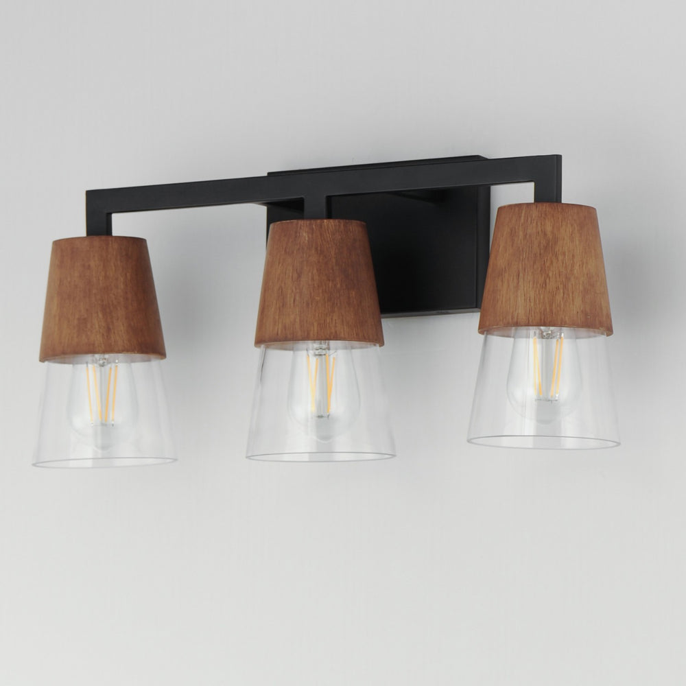 Maxim - 21623CLWNBK - Three Light Bath Vanity - Carpenter - Walnut / Black