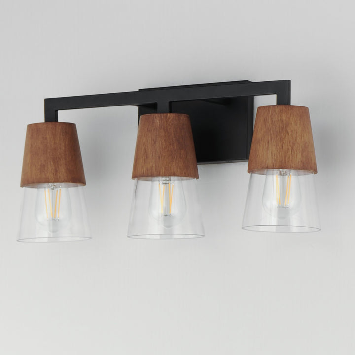 Maxim - 21623CLWNBK - Three Light Bath Vanity - Carpenter - Walnut / Black
