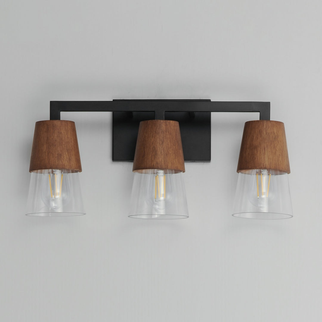 Maxim - 21623CLWNBK - Three Light Bath Vanity - Carpenter - Walnut / Black