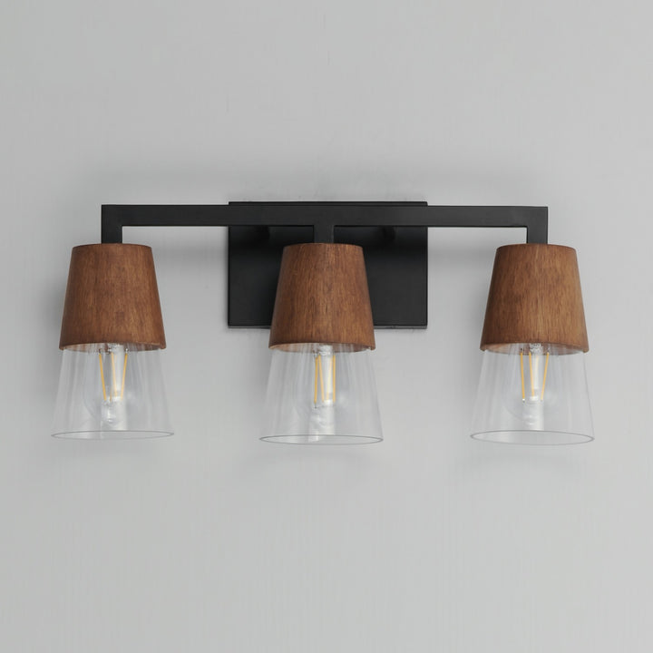 Maxim - 21623CLWNBK - Three Light Bath Vanity - Carpenter - Walnut / Black