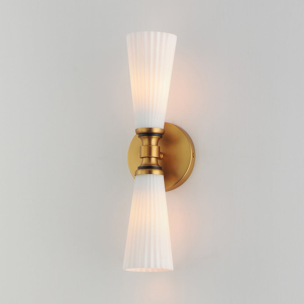 Maxim - 24822SWBKNAB - Two Light Wall Sconce - Krevat - Black / Natural Aged Brass
