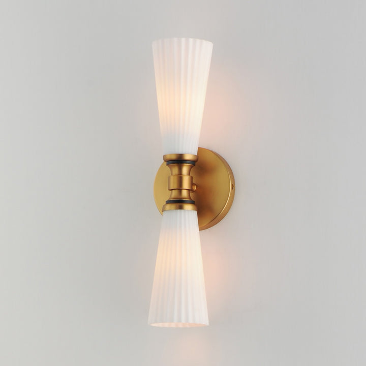 Maxim - 24822SWBKNAB - Two Light Wall Sconce - Krevat - Black / Natural Aged Brass