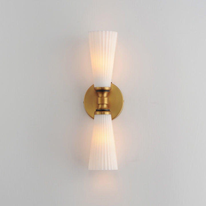 Maxim - 24822SWBKNAB - Two Light Wall Sconce - Krevat - Black / Natural Aged Brass