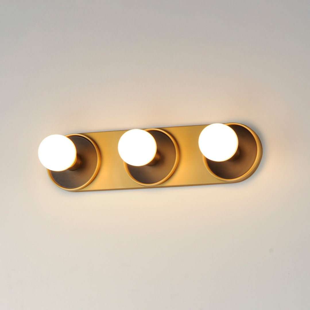 Maxim - 26093BKNAB - Three Light Wall Sconce - Hollywood - Black / Natural Aged Brass