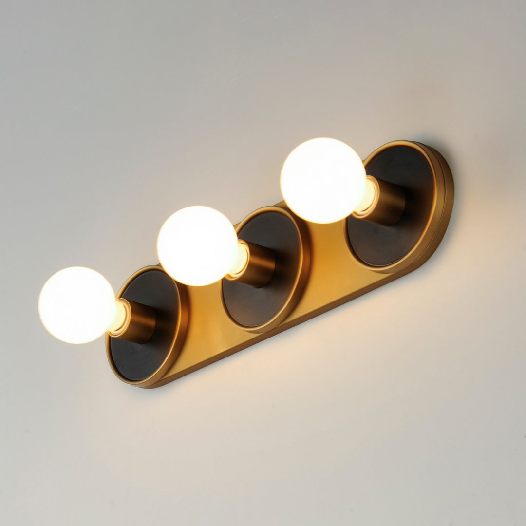 Maxim - 26093BKNAB - Three Light Wall Sconce - Hollywood - Black / Natural Aged Brass