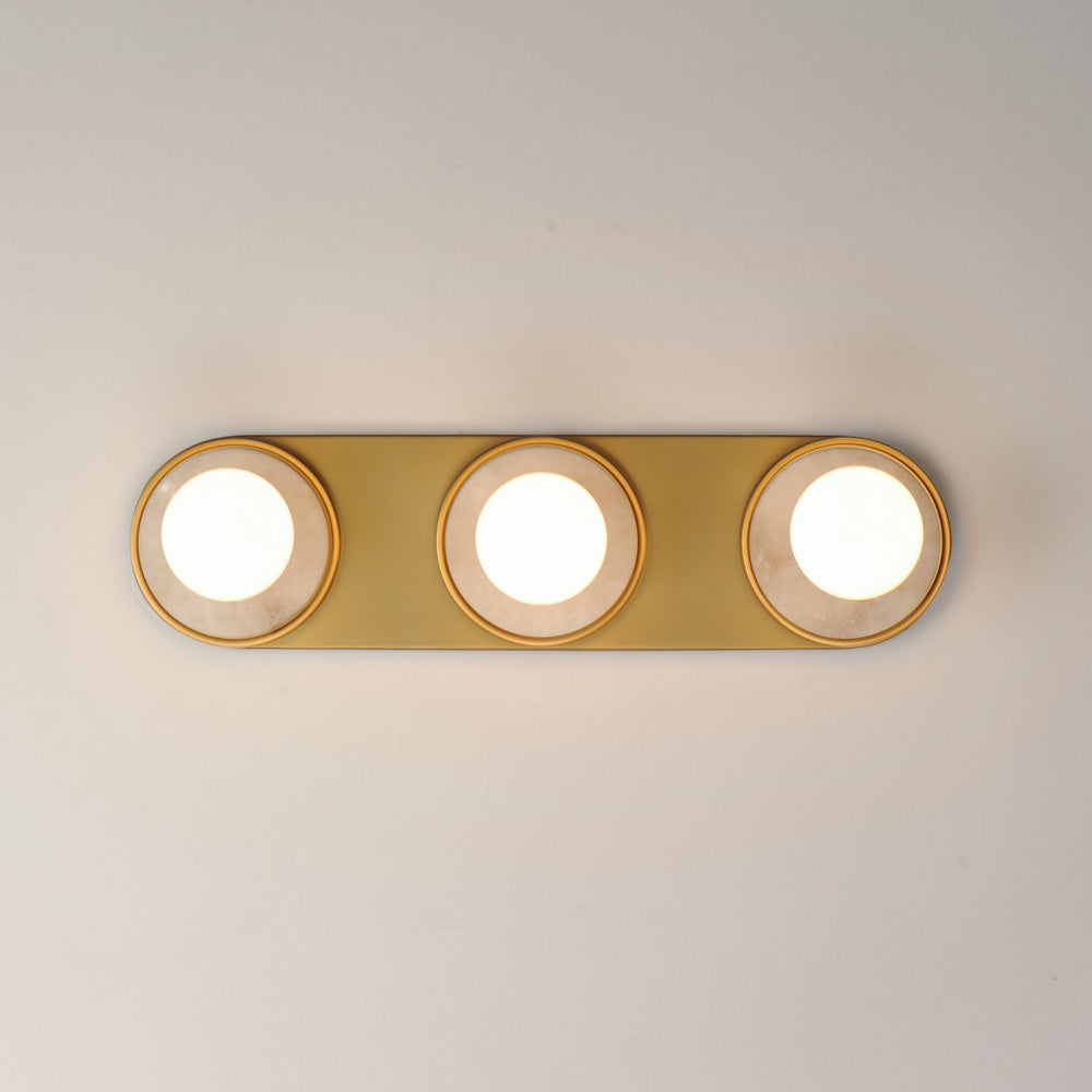 Maxim - 26093WANAB - Three Light Wall Sconce - Hollywood - Whit Alabaster / Natural Aged Brass