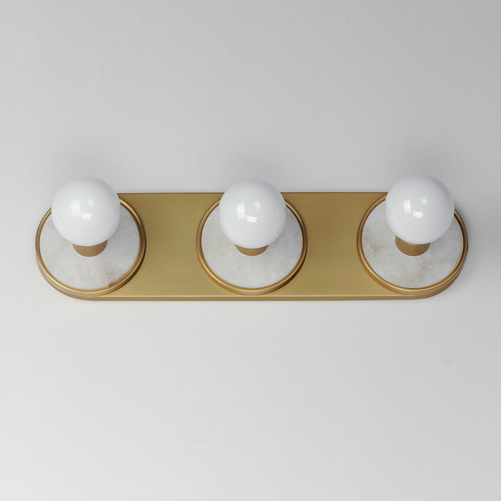 Maxim - 26093WANAB - Three Light Wall Sconce - Hollywood - Whit Alabaster / Natural Aged Brass