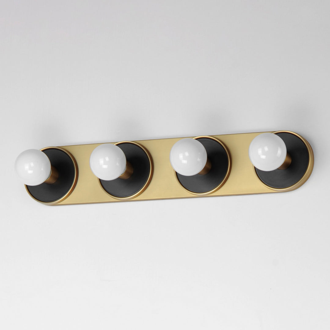 Maxim - 26094BKNAB - Four Light Wall Sconce - Hollywood - Black / Natural Aged Brass