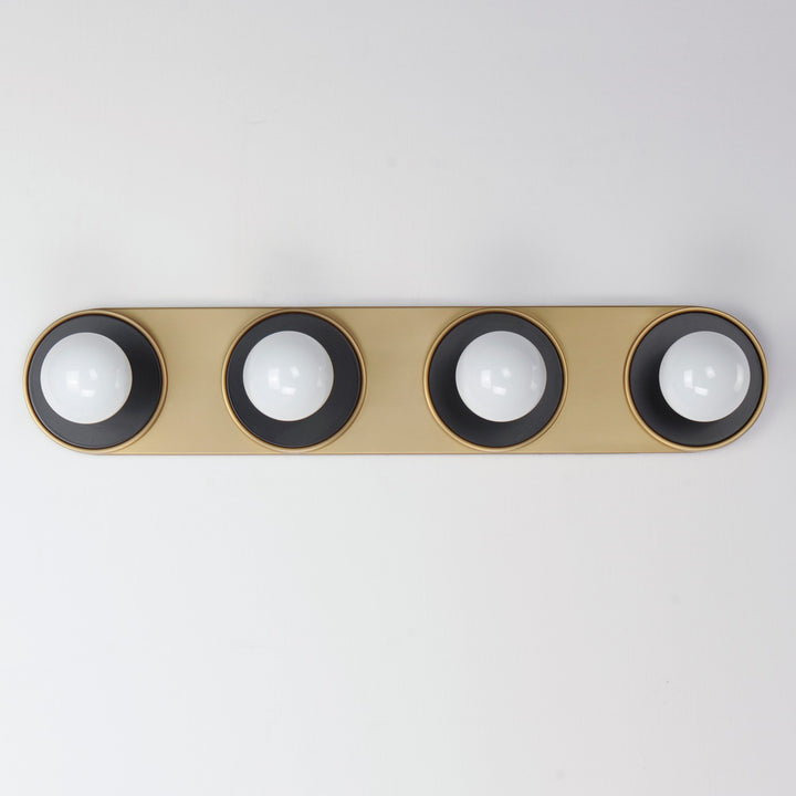 Maxim - 26094BKNAB - Four Light Wall Sconce - Hollywood - Black / Natural Aged Brass