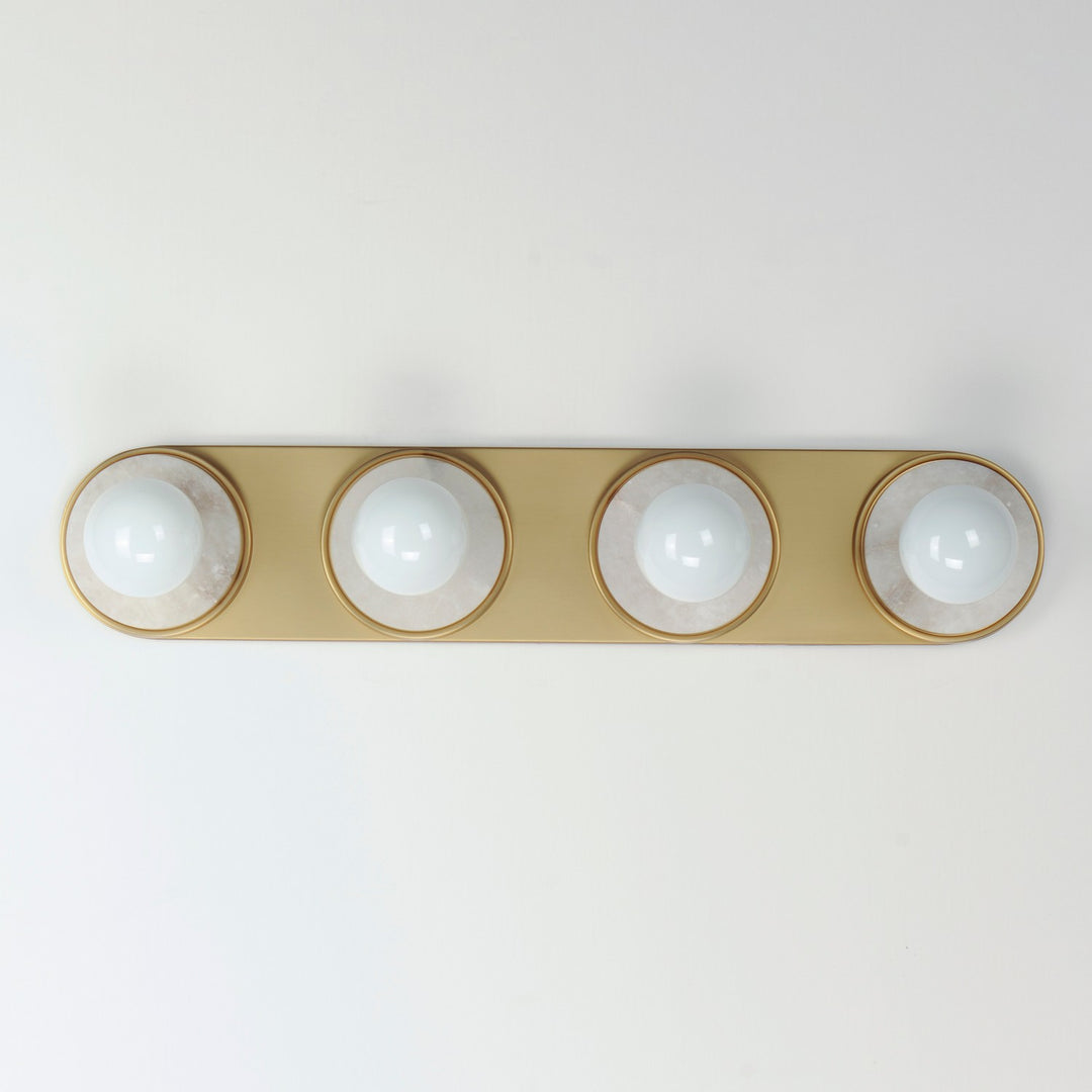 Maxim - 26094WANAB - Four Light Wall Sconce - Hollywood - Whit Alabaster / Natural Aged Brass