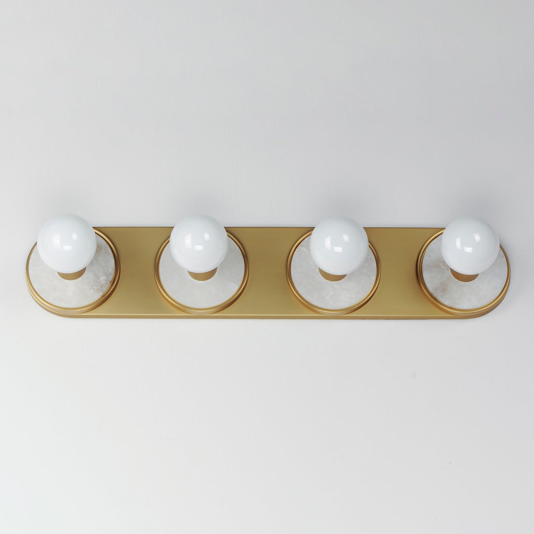 Maxim - 26094WANAB - Four Light Wall Sconce - Hollywood - Whit Alabaster / Natural Aged Brass