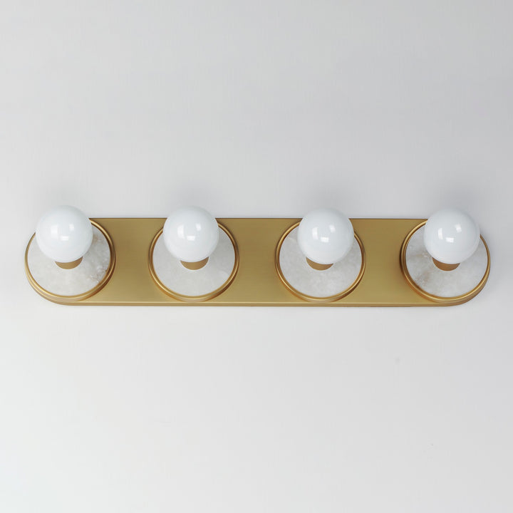 Maxim - 26094WANAB - Four Light Wall Sconce - Hollywood - Whit Alabaster / Natural Aged Brass