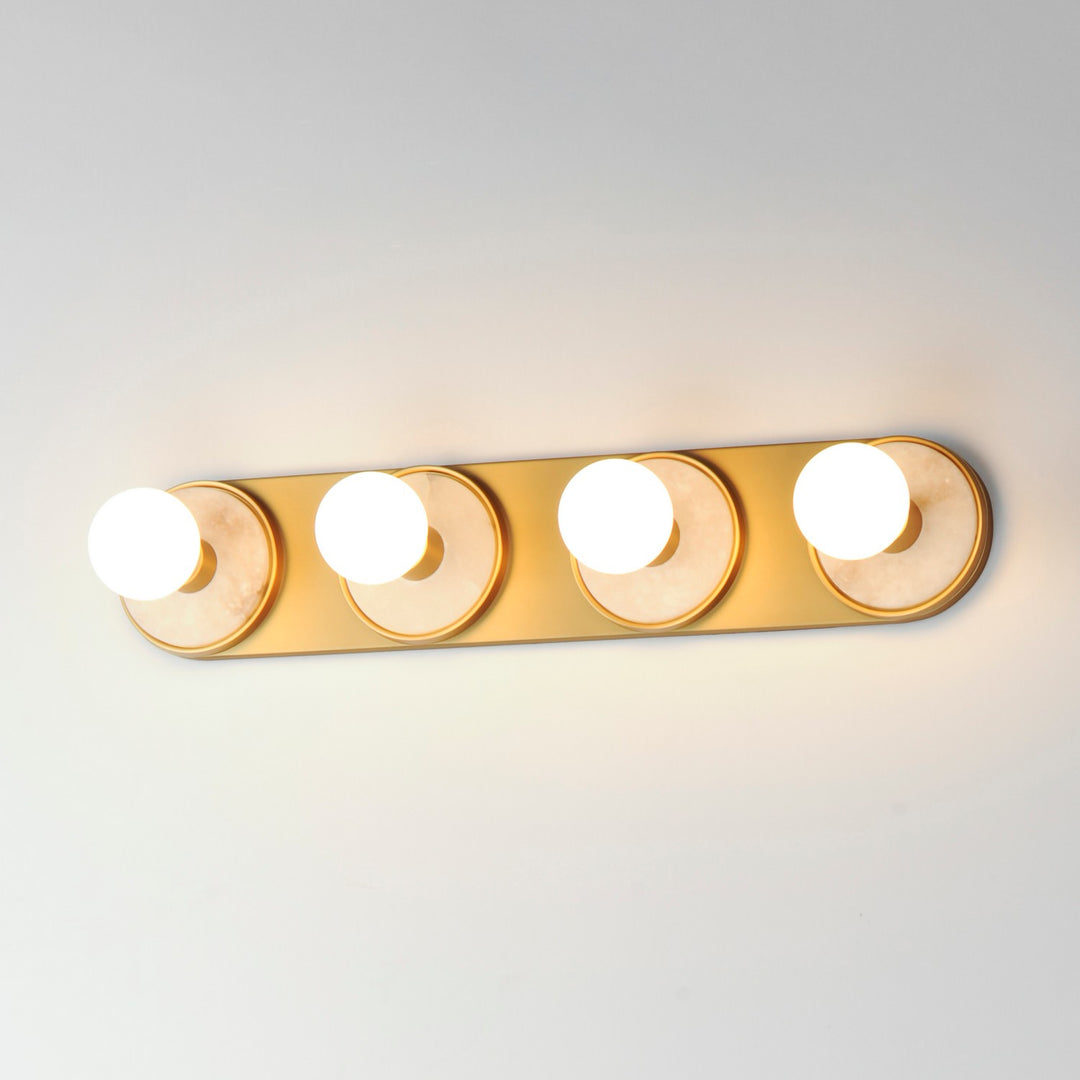 Maxim - 26094WANAB - Four Light Wall Sconce - Hollywood - Whit Alabaster / Natural Aged Brass