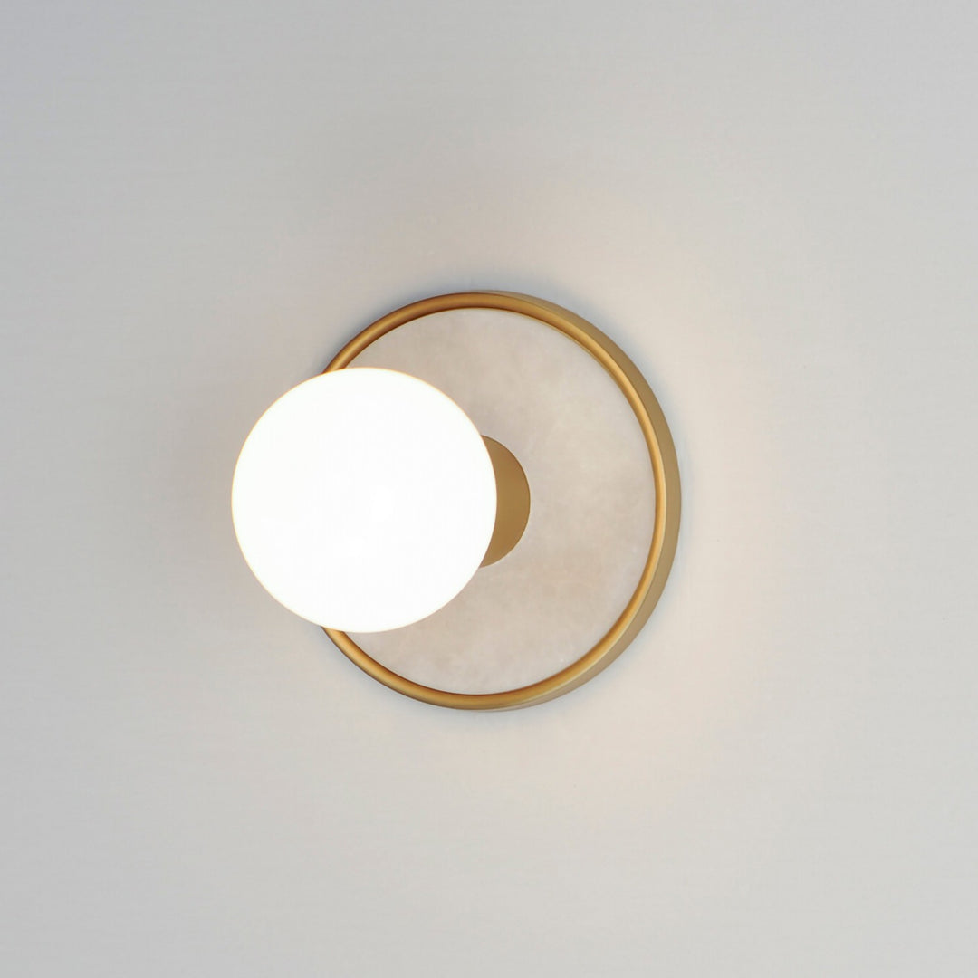 Maxim - 26091WANAB - One Light Wall Sconce - Hollywood - Whit Alabaster / Natural Aged Brass