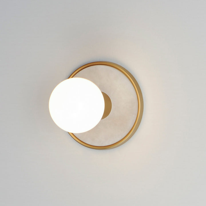 Maxim - 26091WANAB - One Light Wall Sconce - Hollywood - Whit Alabaster / Natural Aged Brass
