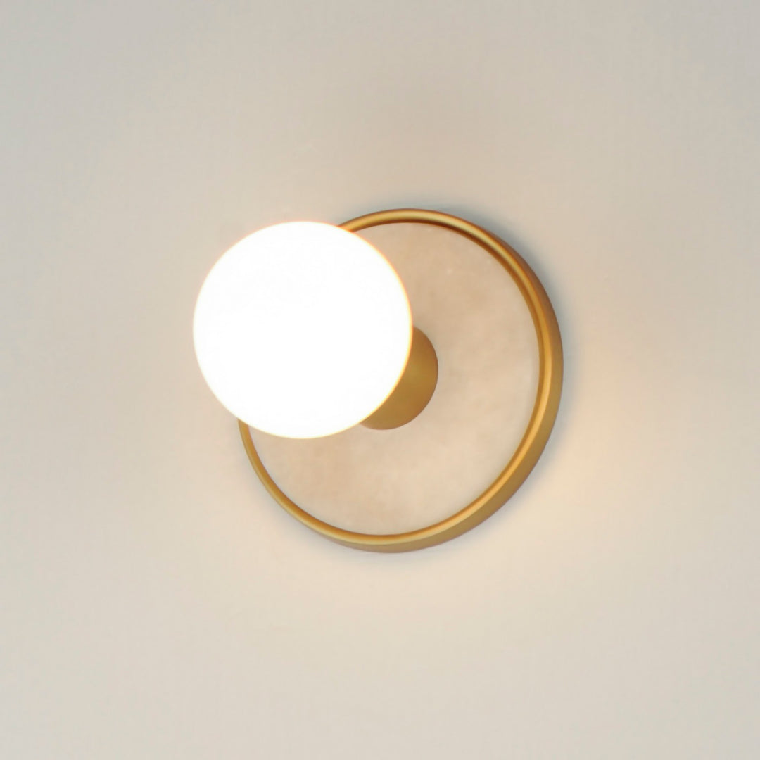 Maxim - 26091WANAB - One Light Wall Sconce - Hollywood - Whit Alabaster / Natural Aged Brass