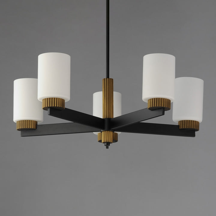 Maxim - 32655SWBKAB - Five Light Chandelier - Ruffles - Black / Antique Brass