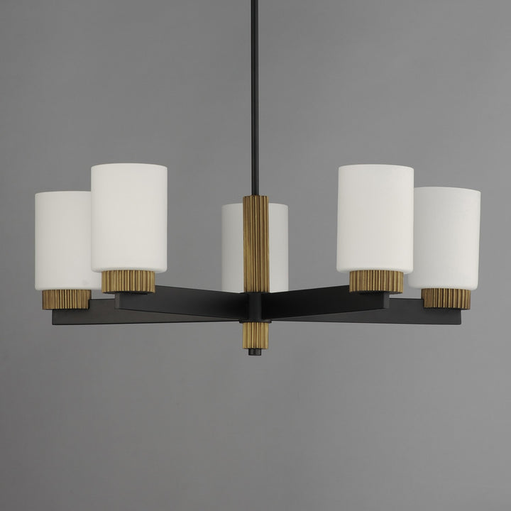 Maxim - 32655SWBKAB - Five Light Chandelier - Ruffles - Black / Antique Brass