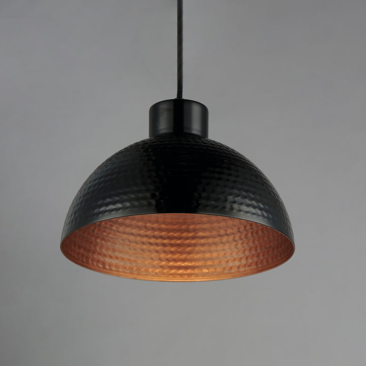 Maxim - 35142BKACP - One Light Pendant - Rockport - Black / Antique Copper