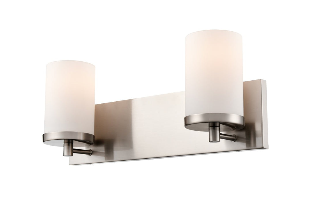 Dieppe Two Light Vanity in Satin Nickel - available from The Lighting Shoppe, trusted by Canadian homeowners