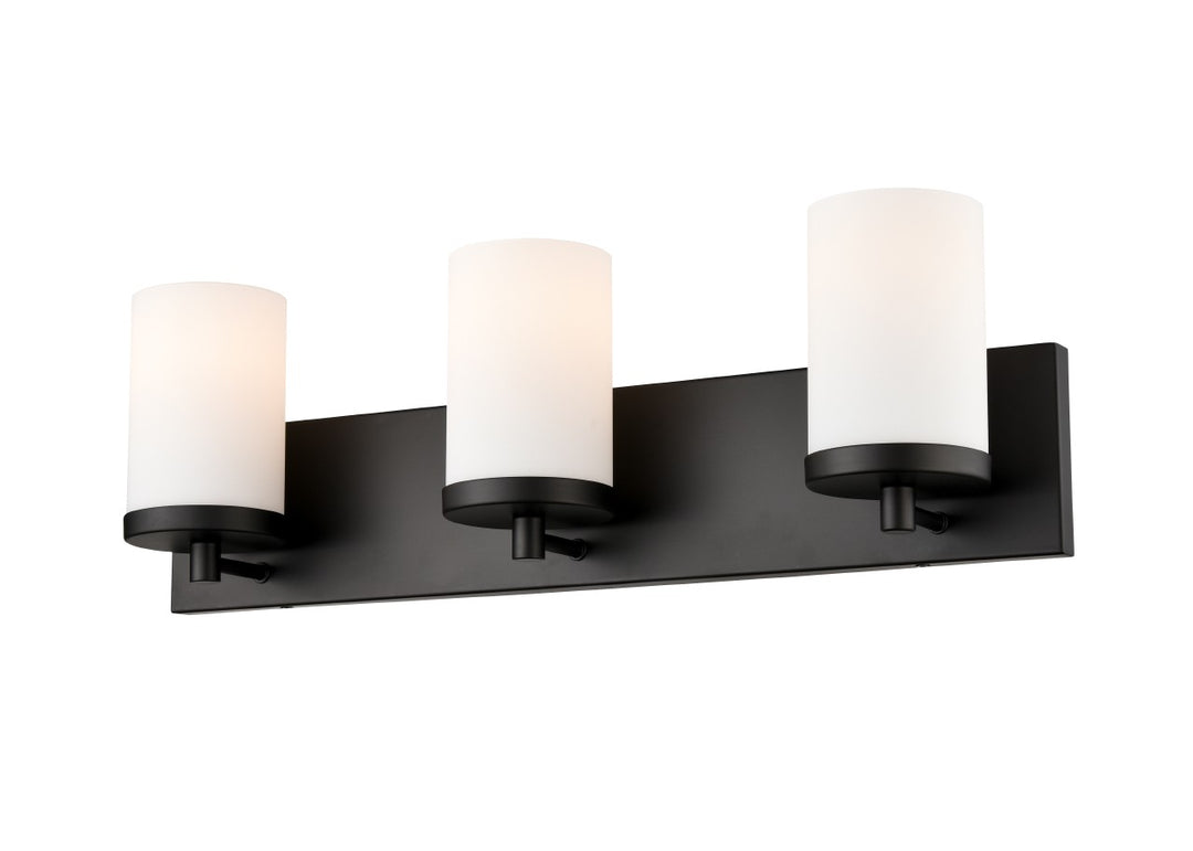 Dieppe Three Light Vanity in Ebony - available from The Lighting Shoppe, trusted by Canadian homeowners