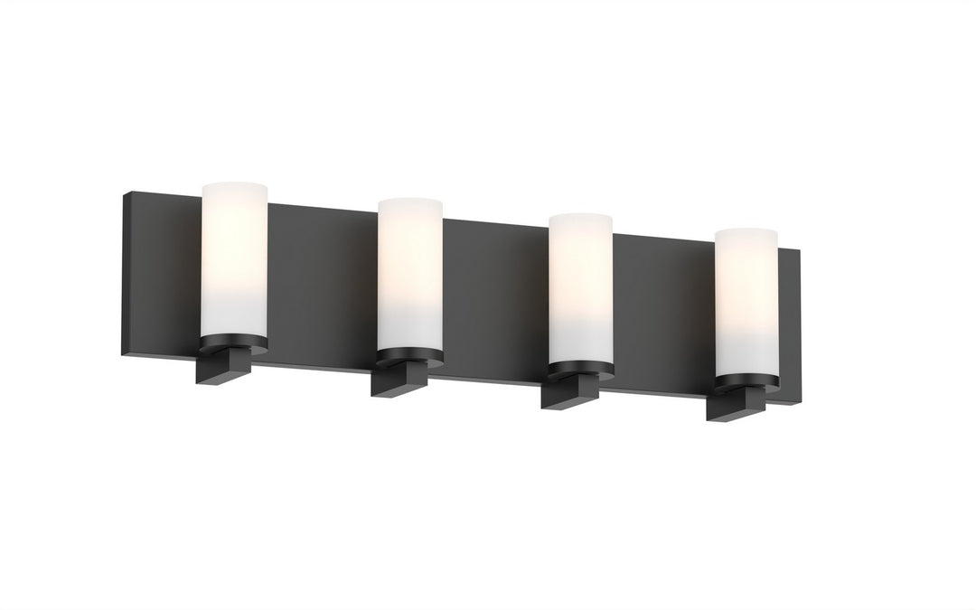 Sambre Four Light Vanity in Ebony w/Opal Glass - available from The Lighting Shoppe, trusted by Canadian homeowners