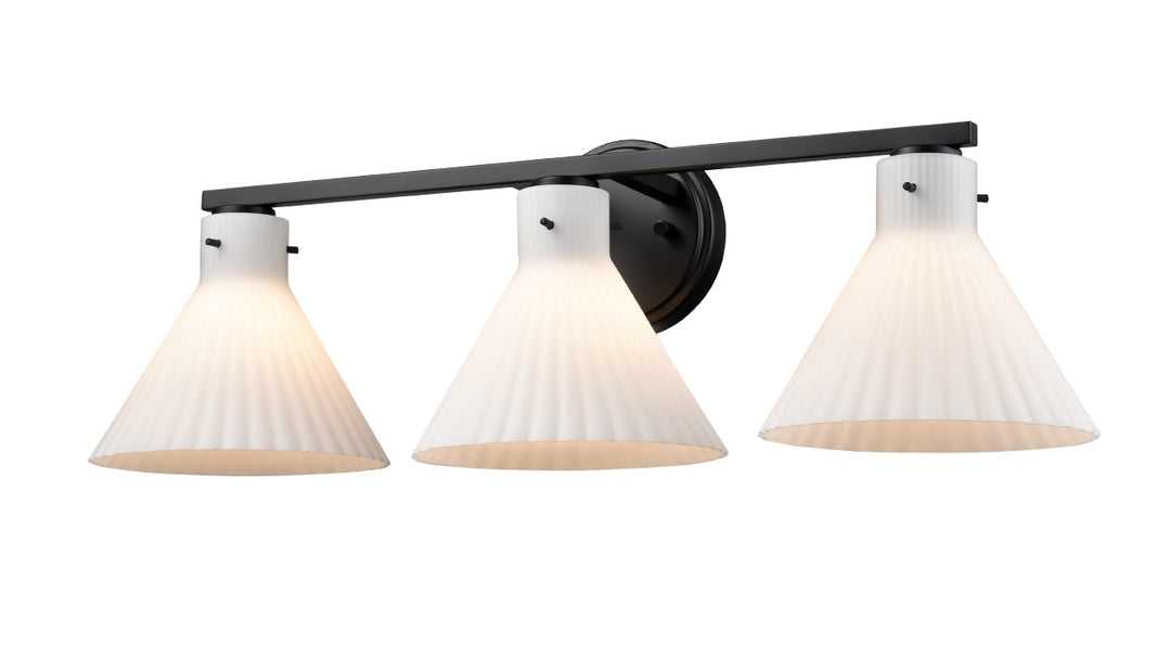 DVI Canada - DVP37243EB-RIO - Three Light Vanity - Dorset - Ebony w/Ribbed Opal Glass