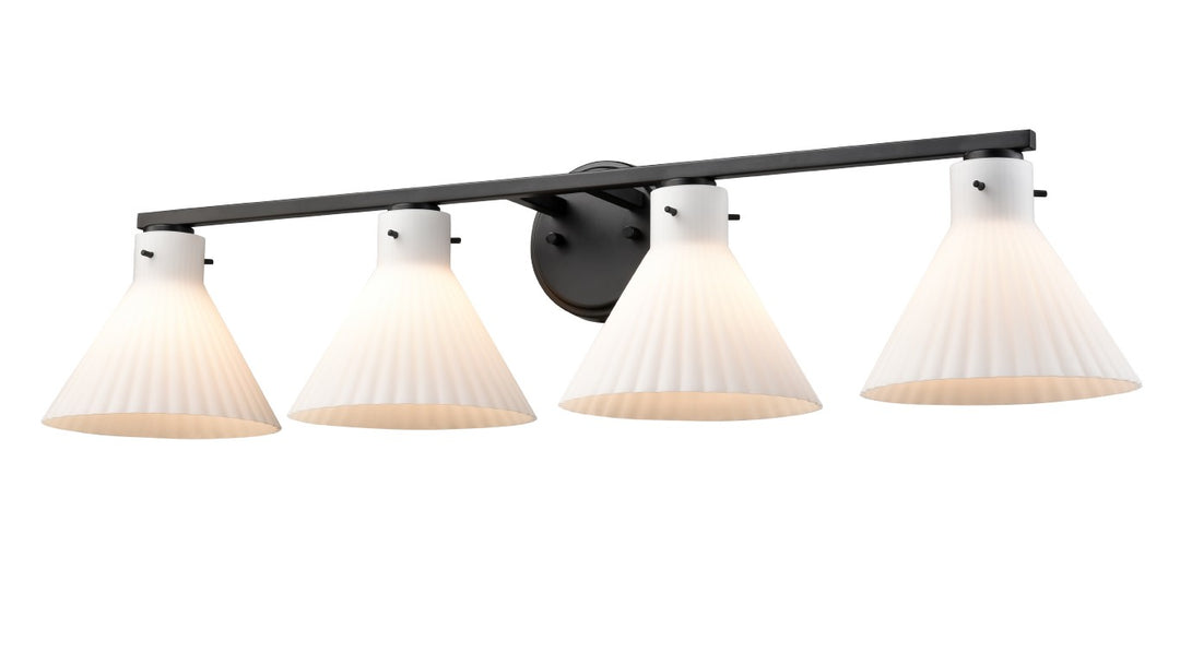 DVI Canada - DVP37244EB-RIO - Four Light Vanity - Dorset - Ebony w/Ribbed Opal Glass