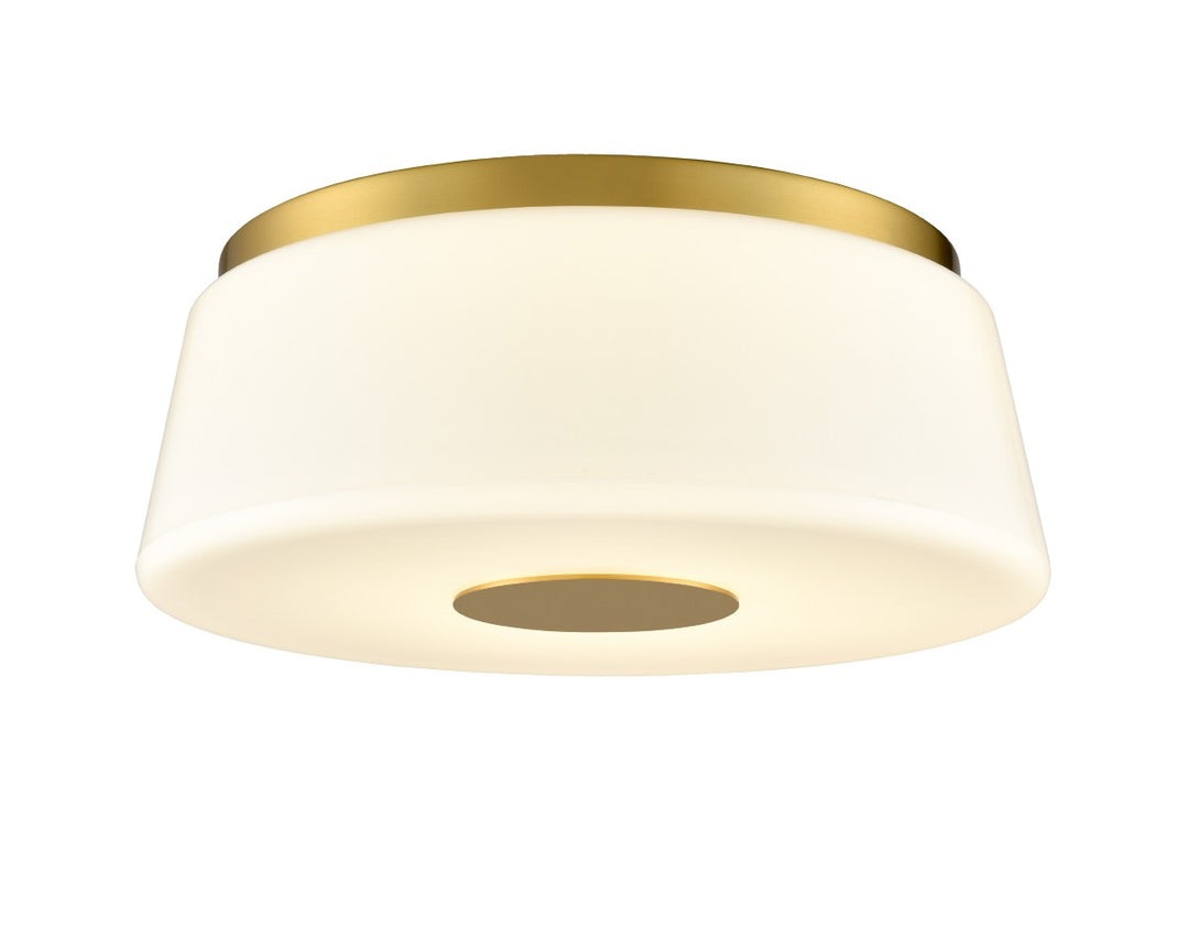 Robson Hall Three Light Flush Mount in Brass - available from The Lighting Shoppe, trusted by Canadian homeowners