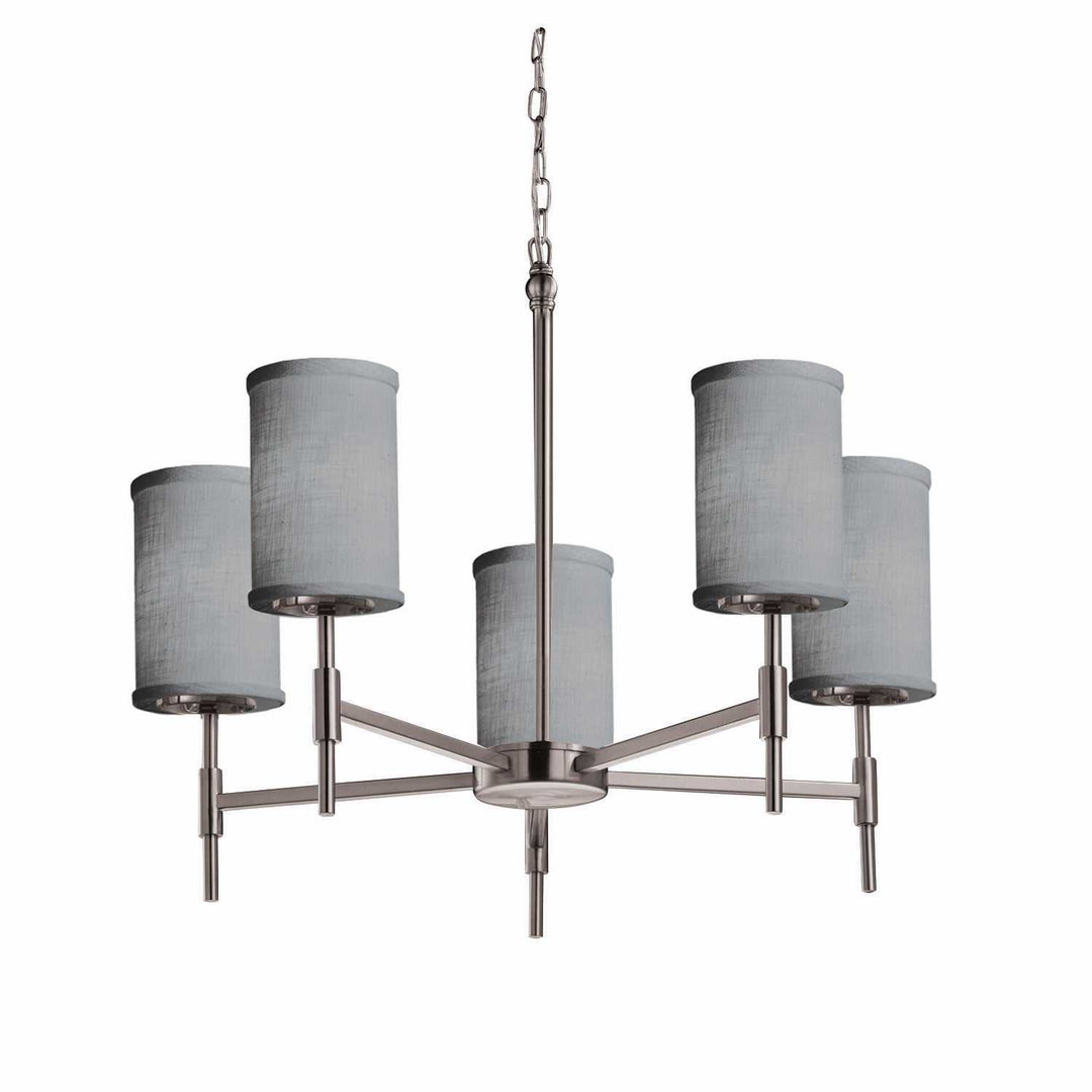 Textile Five Light Chandelier in Brushed Nickel Justice Designs