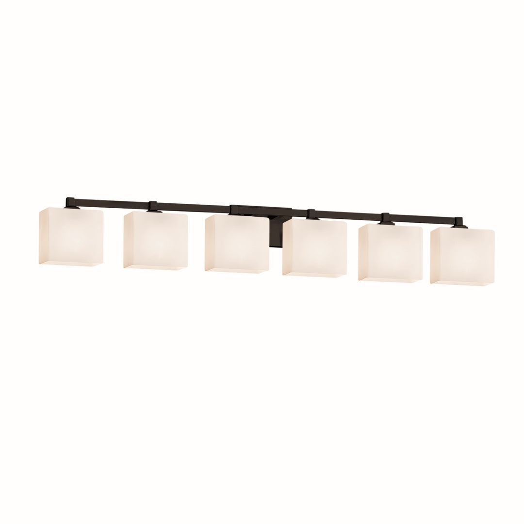 Justice Designs - FSN-8436-55-OPAL-MBLK - Six Light Bath Bar - Fusion - Matte Black